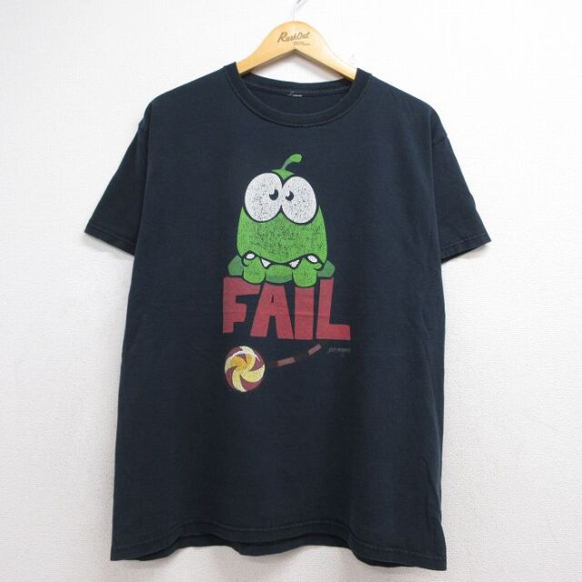 XL★古着 半袖 Tシャツ メンズ ゲーム Cut ths Rope ブラック【spe】 26aug07