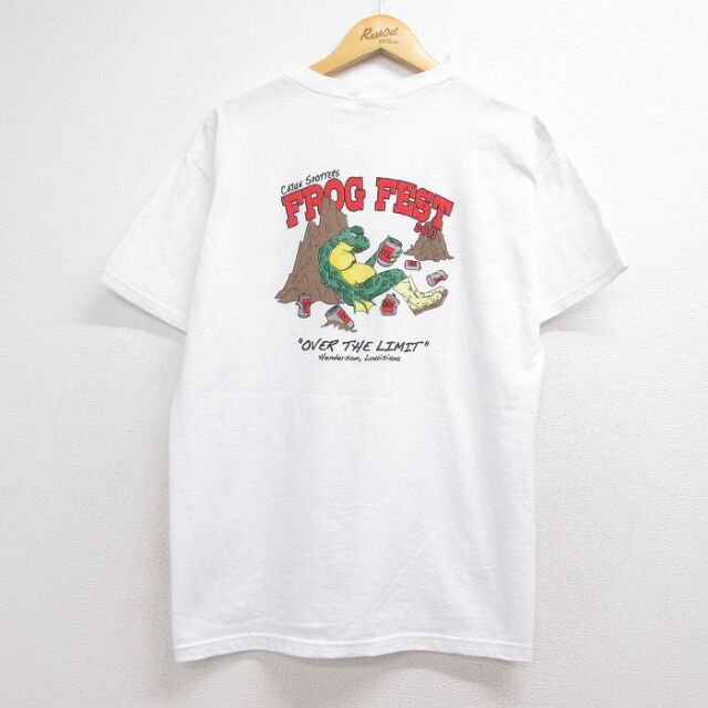 半袖Tシャツ カエル ホワイト メンズL相当 | 古着