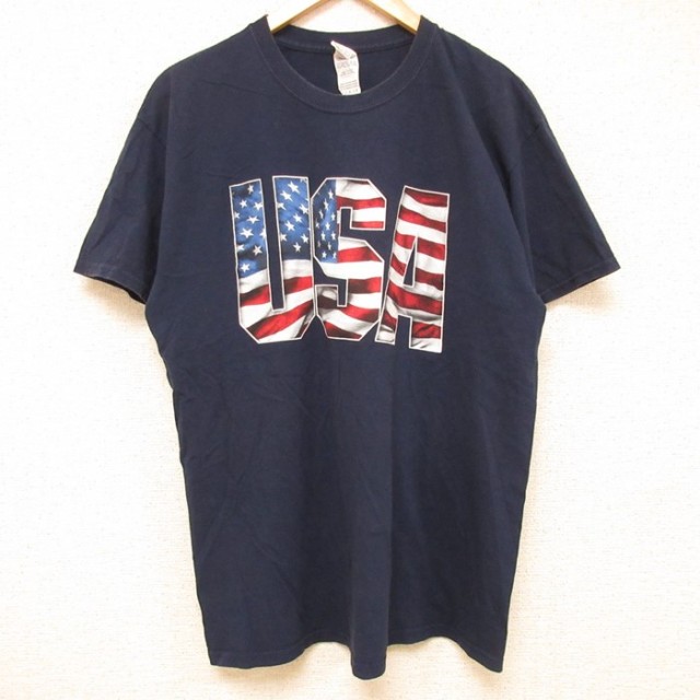 半袖Tシャツ USAロゴ ネイビー L | 古着