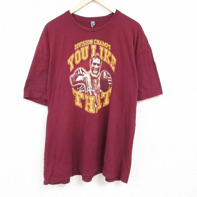エンジ バーガンディ 半袖Tシャツ フットボール XL | 古着