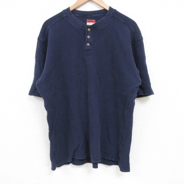 XL★古着 半袖 Tシャツ メンズ ウルヴァリン 無地 コットン ヘンリーネック 紺 ネイビー 25apr19 中古