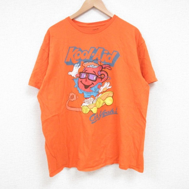 【50%OFF】L★古着 半袖 Tシャツ メンズ クールエイド コットン クルーネック オレンジ 25apr19 中古