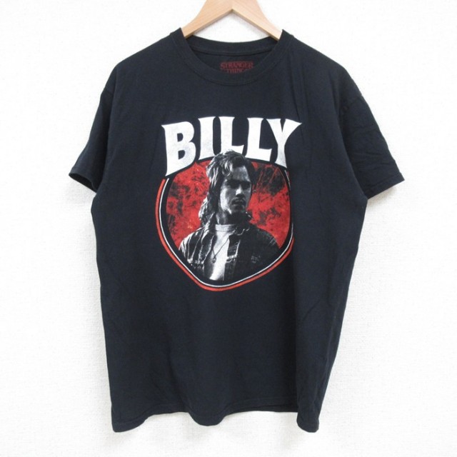 L★古着 半袖 Tシャツ メンズ ドラマ ストレンジャーシングス ビリーハーグローブ コットン クルーネック 黒 ブラック 25apr19 中古