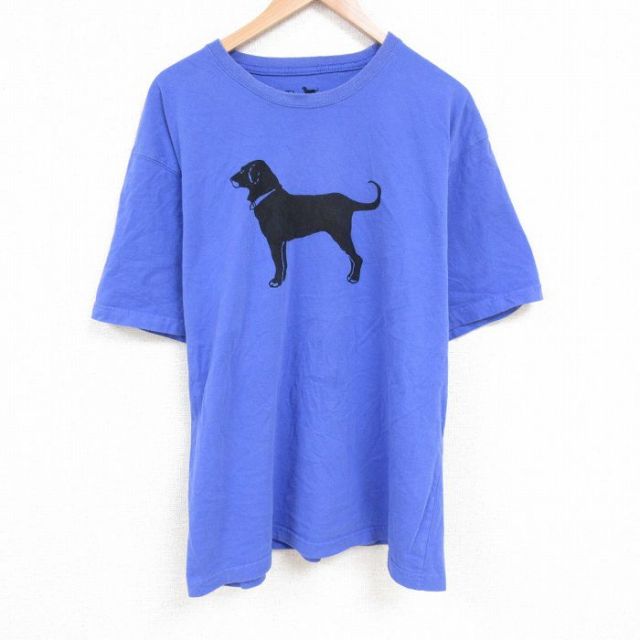 XL★古着 半袖 Tシャツ メンズ The Black Dog 大きいサイズ コットン クルーネック 青 ブルー 25apr23 中古