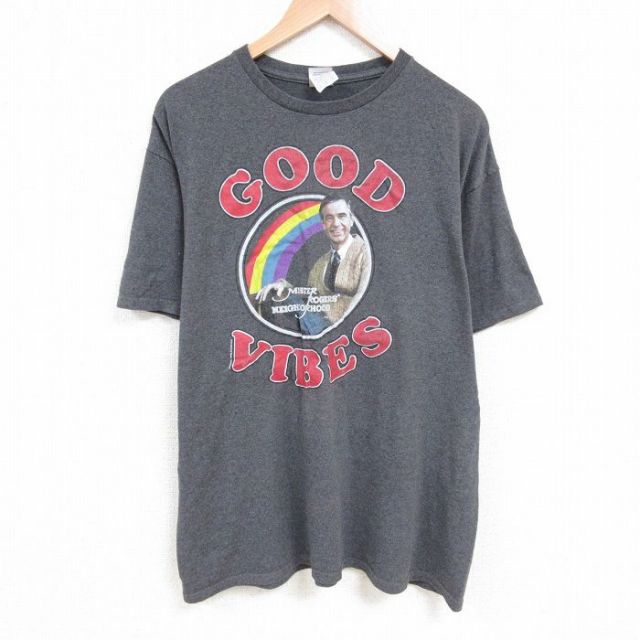 XL★古着 半袖 Tシャツ メンズ ミスターロジャースネイバーフッド 大きいサイズ クルーネック グレー 霜降り 25apr23 中古
