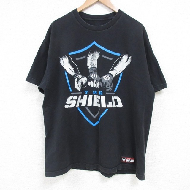 L★古着 半袖 Tシャツ メンズ ワールドプロレスリング THE SHIELD クルーネック 黒 ブラック 25apr24 中古