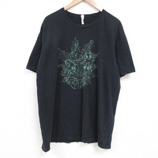 XL★古着 半袖 Tシャツ メンズ リックアンドモーティ 大きいサイズ コットン クルーネック 黒 ブラック 25apr24 中古