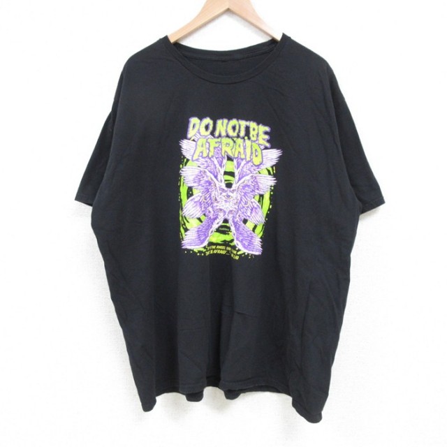 XL★古着 半袖 Tシャツ メンズ DO NOT BE AFRAID 大きいサイズ クルーネック 黒 ブラック 25apr24 中古
