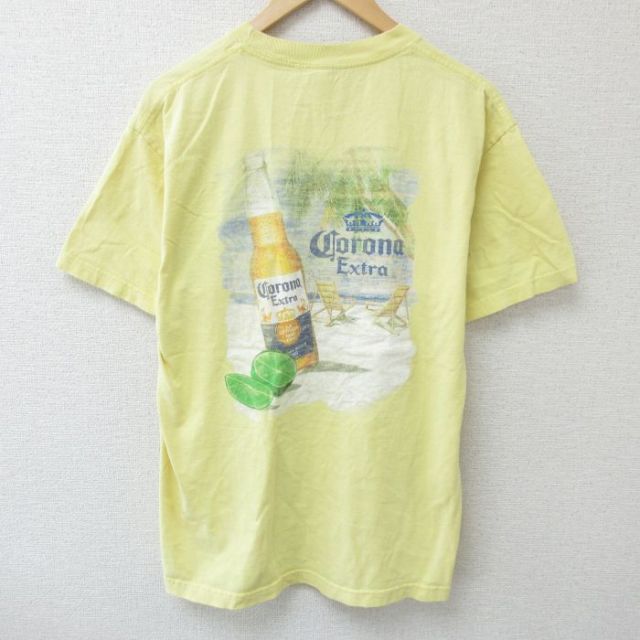L★古着 半袖 Tシャツ メンズ コロナビール コットン クルーネック 黄 イエロー 25jun05 中古