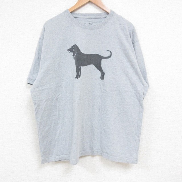 XL★古着 半袖 Tシャツ メンズ The Black Dog 大きいサイズ コットン クルーネック グレー 霜降り 25may17 中古