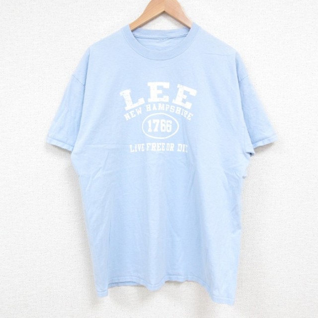 L★古着 半袖 Tシャツ メンズ LEE クルーネック 薄紺 ネイビー 25may17 中古