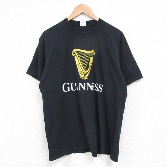 L★古着 半袖 Tシャツ メンズ ギネス コットン クルーネック 黒 ブラック 25may17 中古