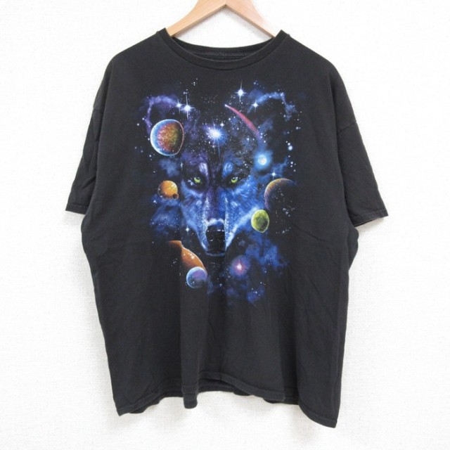 オオカミ 半袖Tシャツ ブラック XL | 古着