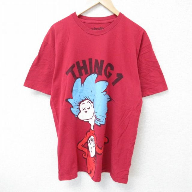 L★古着 半袖 Tシャツ メンズ ドクタースース コットン クルーネック 赤 レッド 25may16 中古