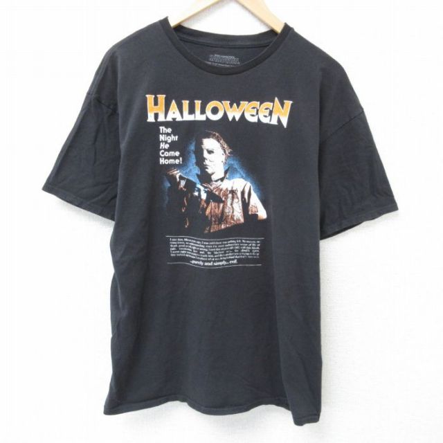 古着通販 XL☆古着 半袖 Tシャツ メンズ コットン クルーネック 黒
