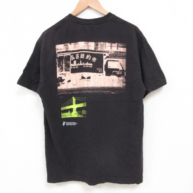 L★古着 半袖 Tシャツ メンズ ニューヨーク コットン クルーネック 黒 ブラック 25may19 中古