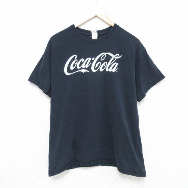 L★古着 半袖 Tシャツ メンズ コカコーラ コットン クルーネック 黒 ブラック 25may21 中古