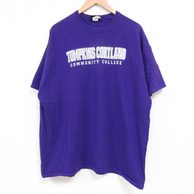 90s 半袖Tシャツ トンプキンズコートランドコミュニティカレッジ パープル XL | 古着