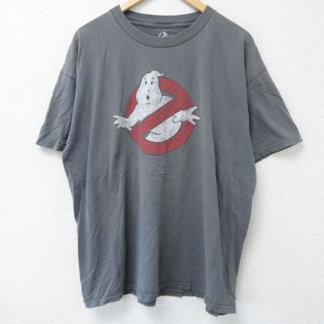 XL★古着 半袖 Tシャツ メンズ 映画 ゴーストバスターズ 大きいサイズ コットン クルーネック 濃グレー 25may23 中古