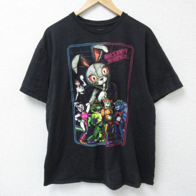 XL★古着 半袖 Tシャツ メンズ ゲーム ファイブナイツアットフレディーズ コットン クルーネック 黒 ブラック 【spe】 25may23 中古