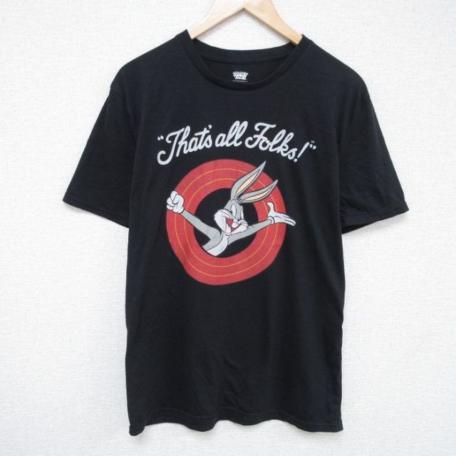L★古着 半袖 Tシャツ メンズ ルーニーテューンズ LOONEY TUNES バッグスバニー クルーネック 黒 ブラック 25may23 中古