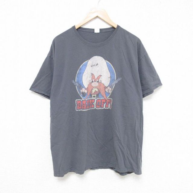XL★古着 フルーツオブザルーム 半袖 Tシャツ メンズ ルーニーテューンズ LOONEY TUNES ヨセミテサム クルーネック 濃グレー 25jun05 中古