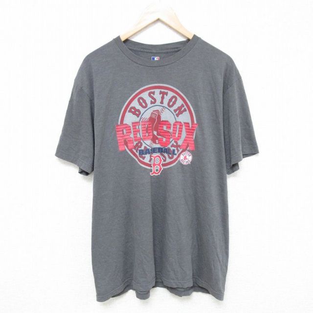 XL★古着 半袖 Tシャツ メンズ MLB ボストンレッドソックス クルーネック グレー メジャーリーグ ベースボール 野球 25jun05 中古