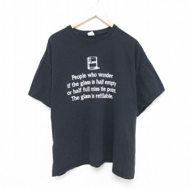 ブラック半袖Tシャツ メッセージ ブラック XL | 古着
