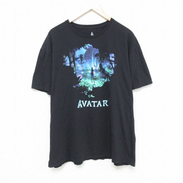 XL★古着 半袖 Tシャツ メンズ 映画 アバター 大きいサイズ コットン クルーネック 黒 ブラック 【spe】 25jun06 中古