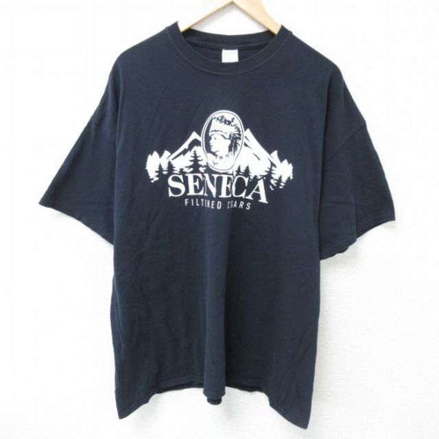 【50%OFF】XL★古着 半袖 Tシャツ メンズ SENEGA タバコ 大きいサイズ コットン クルーネック 黒 ブラック 25may24 中古