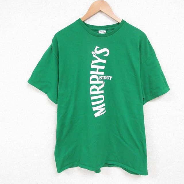 古着通販 XL☆古着 半袖 Tシャツ メンズ コットン クルーネック 緑