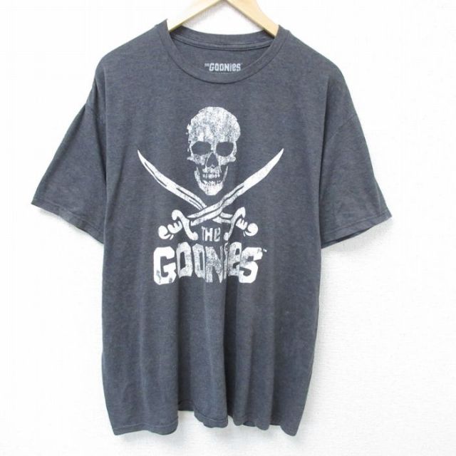 XL★古着 リップルジャンクション 半袖 Tシャツ メンズ 映画 グーニーズ 大きいサイズ クルーネック 濃グレー 霜降り 25may24 中古