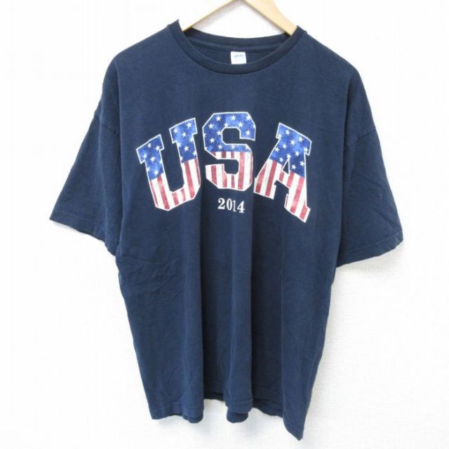 半袖Tシャツ USAロゴ ネイビー XL | 古着