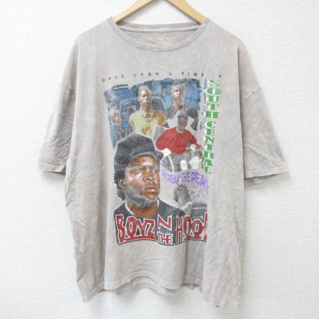 XL★古着 半袖 Tシャツ メンズ 映画 ボーイズンザフッド 大きいサイズ コットン クルーネック 濃ベージュ他 カーキ タイダイ 25may26 中古