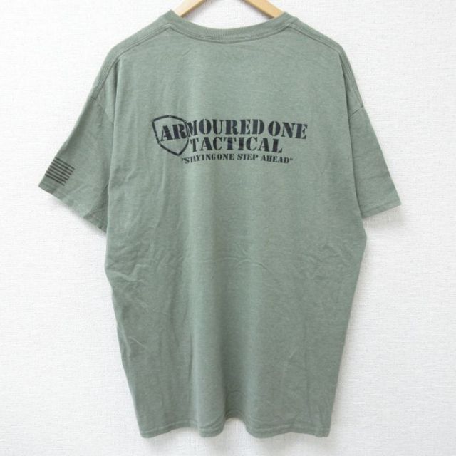 XL★古着 半袖 Tシャツ メンズ AOT 大きいサイズ クルーネック 薄緑 グリーン 霜降り 25may26 中古