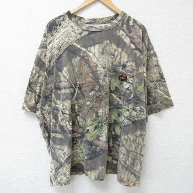 【50%OFF】XL★古着 ウォールズ 半袖 Tシャツ メンズ モッシーオーク 大きいサイズ クルーネック 茶他 ブラウン 迷彩 25may26 中古