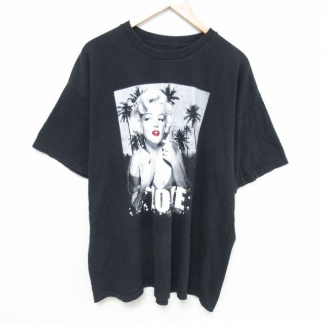 US古着◆マリリンモンローTシャツ 半袖 ブラック メンズ2XL 古着通販 XL☆古着 半袖 Tシャツ メンズ 大きいサイズ クルー