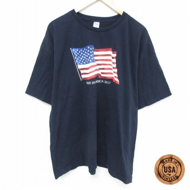 【50%OFF】半袖Tシャツ 星条旗 ネイビー XL | 古着