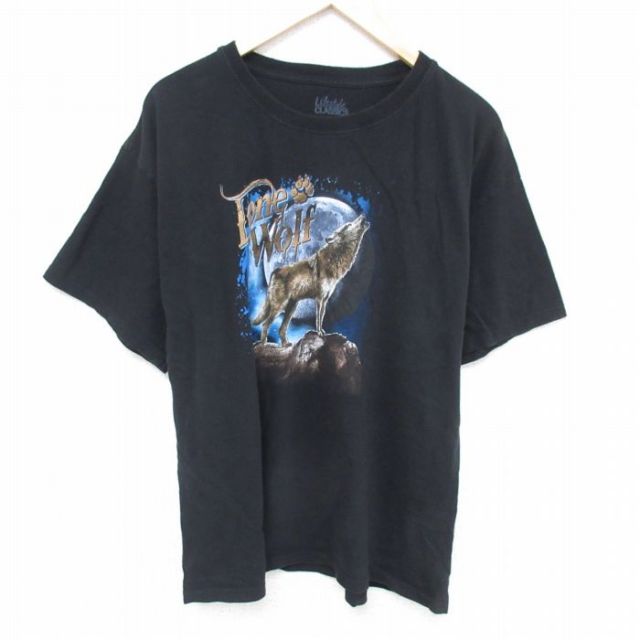 半袖Tシャツ オオカミ ブラック XL | 古着