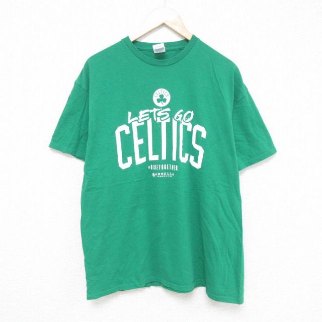 古着通販 XL☆古着 半袖 Tシャツ メンズ コットン クルーネック 緑