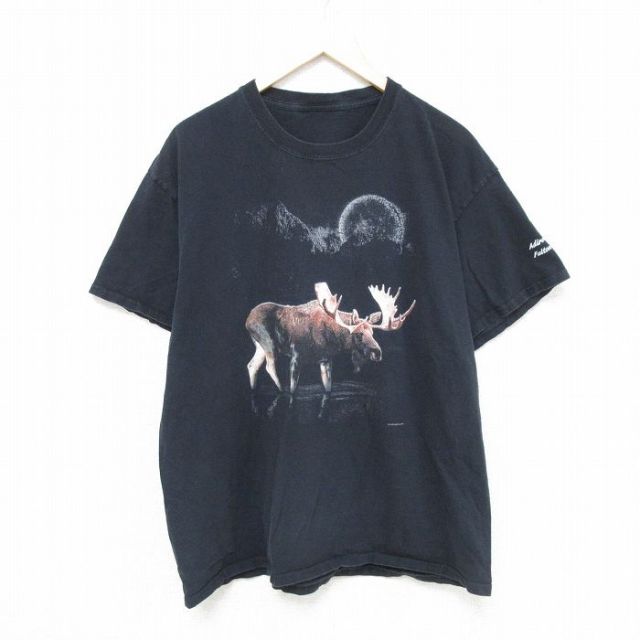 半袖Tシャツ ヘラジカ ブラック XL | 古着