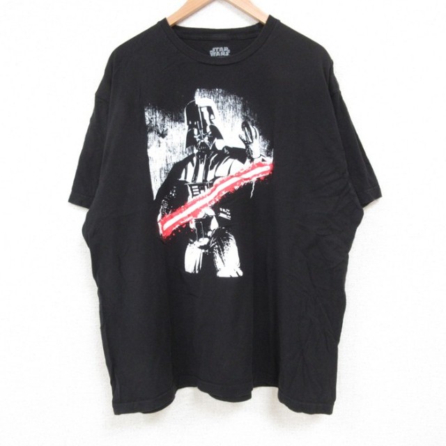 XL★古着 半袖 Tシャツ メンズ スターウォーズ STAR WARS ダースベイダー 大きいサイズ コットン クルーネック 黒 ブラック 25jun06 中古