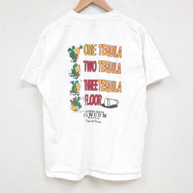 L★古着 半袖 Tシャツ テキーラ メンズ クルーネック 白 ホワイト 25jun06 中古