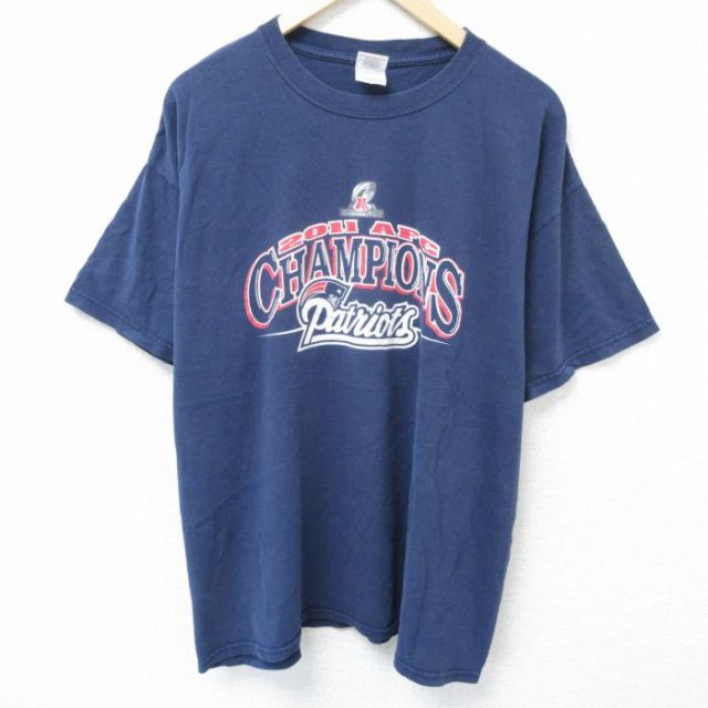 NFL ニューイングランドペイトリオッツ 半袖Tシャツ アメフト ネイビー XL | 古着