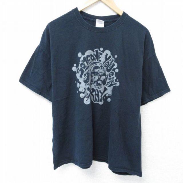 半袖Tシャツ スカル ネイビー XL | 古着