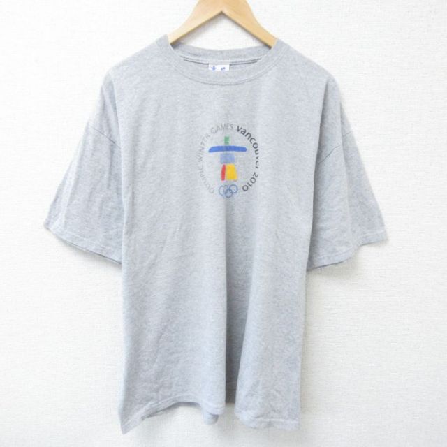 XL★古着 半袖 Tシャツ メンズ バンクーバーオリンピック 大きいサイズ クルーネック グレー 霜降り 25jun07 中古