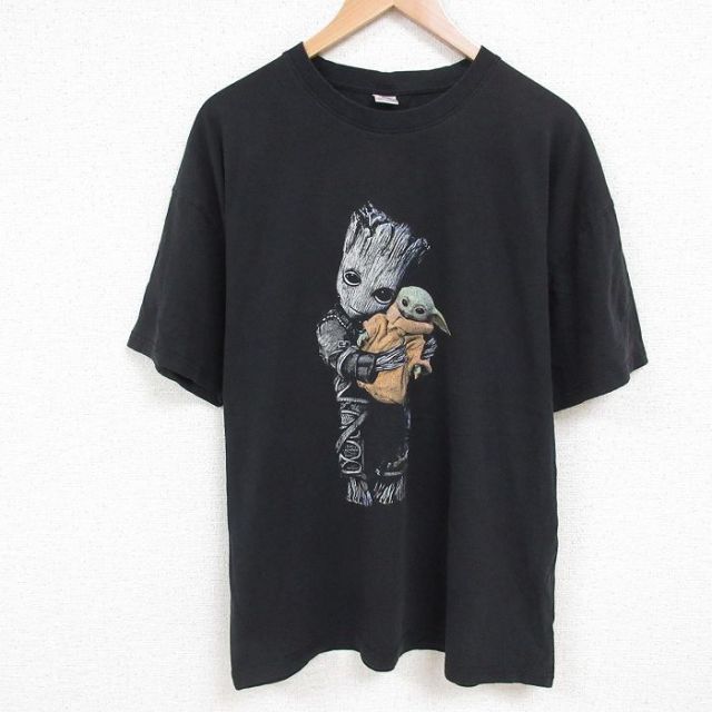 XL★古着 半袖 Tシャツ メンズ スターウォーズ STAR WARS マンダロリアン グローグー 大きいサイズ コットン クルーネック 黒 ブラック 25jun07 中古