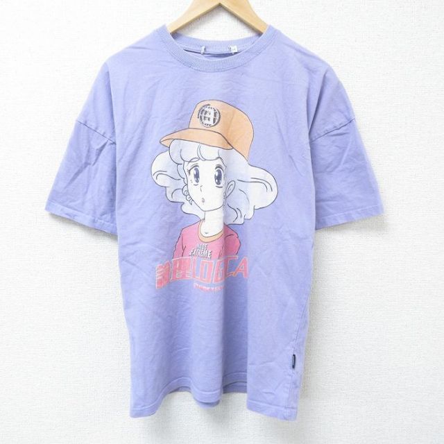 XL★古着 半袖 Tシャツ メンズ アニメ クリィミーマミ 大きいサイズ クルーネック 薄紫 パープル 【spe】 25jun07 中古