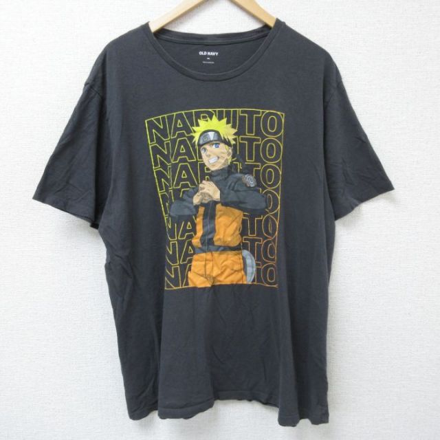 【20%OFF】XL★古着 オールドネイビー 半袖 Tシャツ メンズ アニメ ナルト疾風伝 うずまきナルト 大きいサイズ コットン クルーネック 濃グレー 25jun09 中古