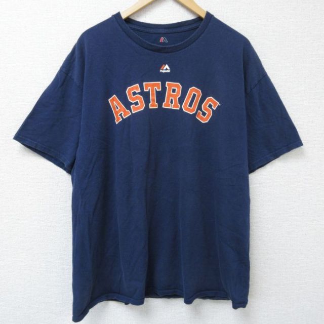 XL★古着 半袖 Tシャツ メンズ MLB ヒューストンアストロズ ダラスカイケル 60 大きいサイズ コットン クルーネック 紺 ネイビー メジャーリーグ ベースボール 野球 25jun09 中古